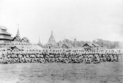 British Regiment in front of Wuntho Palace and Buddhist Monastery by English Photographer